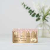 Roos gouden glitter druppels Credit Kaart goud hol Visitekaartje (Staand voorkant)