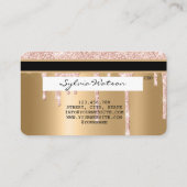 Roos gouden glitter druppels Credit Kaart goud hol Visitekaartje (Achterkant)