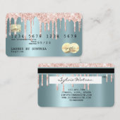 Roos gouden glitter druppels Credit Kaart goud hol Visitekaartje (Voorkant / Achterkant)