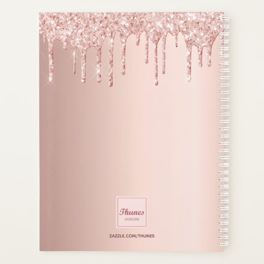 Roos gouden glitter druppels foto 2024 planner (Achterkant)
