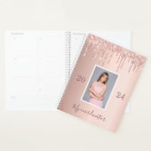 Roos gouden glitter druppels foto 2024 planner (Display)
