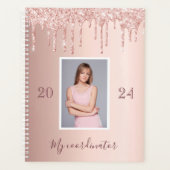 Roos gouden glitter druppels foto 2024 planner (Voorkant)