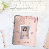 Roos gouden glitter druppels foto 2024 planner