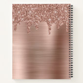 Roos gouden glitter druppels gepersonaliseerde sch notitieboek (Achterkant)
