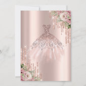 Roos Gouden Glitter Druppels, Kledingbloemen Sweet Kaart (Achterkant)