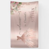 Roos Gouden Glitter Druppels, Kledingbloemen Sweet Spandoek (Verticaal)