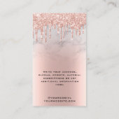 Roos gouden glitter druppels marmeren oorbel displ visitekaartje (Achterkant)