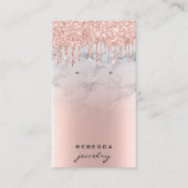 Roos gouden glitter druppels marmeren oorbel displ visitekaartje (Voorkant)