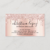 Roos gouden glitter druppels metallic elegante wen visitekaartje (Achterkant)