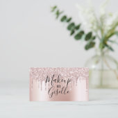 Roos gouden glitter druppels metallic make-up kaps visitekaartje (Staand voorkant)