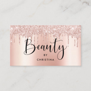 Roos gouden glitter druppels metallic schoonheidss visitekaartje