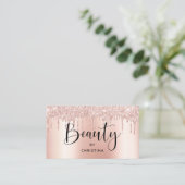 Roos gouden glitter druppels metallic schoonheidss visitekaartje (Staand voorkant)