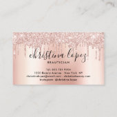 Roos gouden glitter druppels metallic schoonheidss visitekaartje (Achterkant)