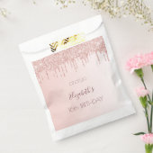 Roos gouden glitter druppels naam Sweet 16 Bedankzakje (Gezegeld)