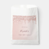 Roos gouden glitter druppels naam Sweet 16 Bedankzakje (Voorkant)