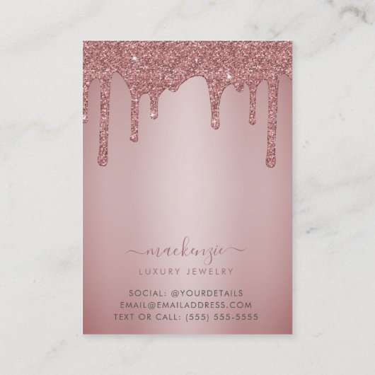 Roos Gouden Glitter Druppels Sieraden Display Kaar Visitekaartje (Achterkant)