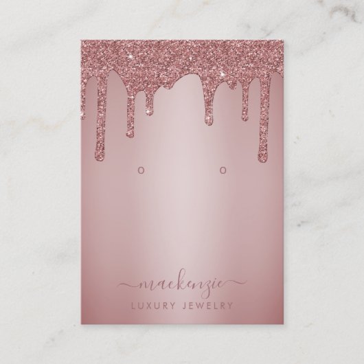 Roos Gouden Glitter Druppels Sieraden Display Kaar Visitekaartje (Voorkant)