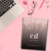 Roos gouden glitter druppels zwart monogram 2024 planner
