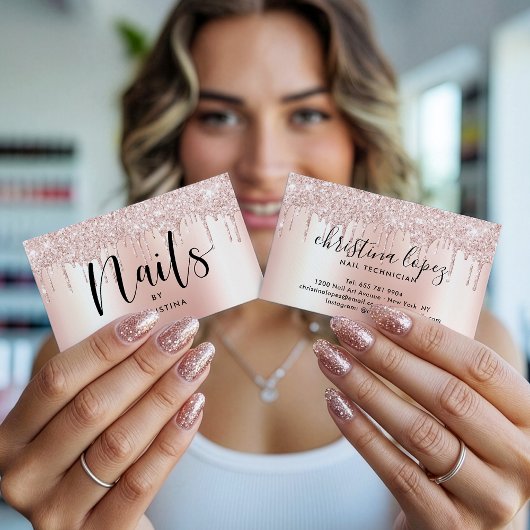 Roos gouden glitter druppelt metallic sierlijke sp visitekaartje