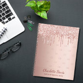 Roos Gouden Glitter Druppelt Monogram Script 2025 Planner