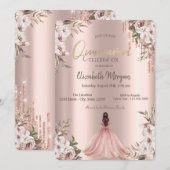 Roos Gouden Glitter Druppelt Prinses Jurk Bloemen Kaart (Voorkant / Achterkant)