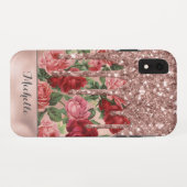 Roos Gouden Glitter Druppelt Roos Bloemen Naam Case-Mate iPhone Case (Achterkant (horizontaal))