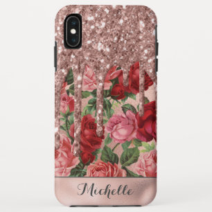 Roos Gouden Glitter Druppelt  Roos Bloemen Naam Case-Mate iPhone Case