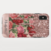 Roos Gouden Glitter Druppelt Roos Bloemen Naam Case-Mate iPhone Case (Achterkant (horizontaal))