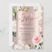 Roos Gouden Glitter Druppelt Rozen 50ste Verjaarda Kaart (Voorkant)