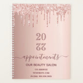 Roos Gouden Glitter Druppelt Salon Afspraken 2026 Planner (Voorkant)
