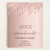 Roos gouden glitter druppelt salonafspraken planner (Voorkant)