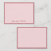 Roos Gouden Glitter Elegant Modern Handgeschreven Notitiekaartje (Voorkant / Achterkant)