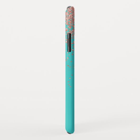 Roos Gouden Glitter en Blauwgroen Monogram Case-Mate iPhone Case (Achterkant/rechts)