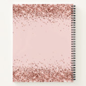 Roos Gouden Glitter en Blush Monogram Notitieboek (Achterkant)