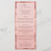 Roos gouden glitter en folie bruiloft diner menu (Voorkant)