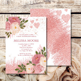 Roos gouden glitter en glam Baby shower Kaart