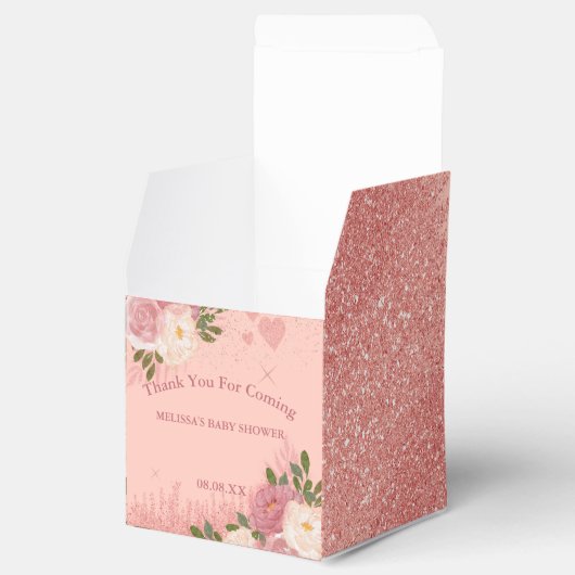 Roos gouden glitter en glam op maat bedankdoosjes (Geopend)