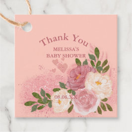 Roos gouden glitter en glam op maat bedankjes labels