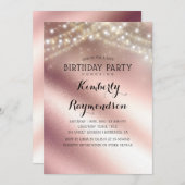 Roos Gouden Glitter en Lente Lichten Verjaardag Kaart (Voorkant / Achterkant)