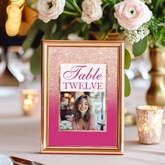 Roos Gouden Glitter en Roze Ombre Sweet 16 Kaart