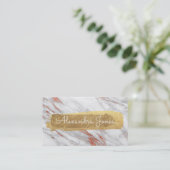 Roos Gouden Glitter en Sparkle Marmer Visitekaartje (Staand voorkant)