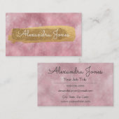 Roos Gouden Glitter en Sparkle Waterverf Visitekaartje (Voorkant / Achterkant)