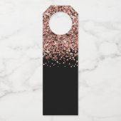 Roos Gouden Glitter en Zwart Glam Tafelnummer Flessenhanger (Achterkant)