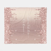 Roos Gouden Glitter Fleece Deken met Aangepaste Te