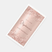 Roos Gouden Glitter Folie 21e Verjaardag Monogram Servet (Hoek)