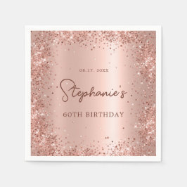 Roos Gouden Glitter Folie 60e Verjaardag Monogram Servet