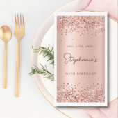 Roos Gouden Glitter Folie 80e Verjaardag Monogram Servet