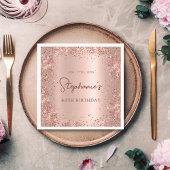 Roos Gouden Glitter Folie 80e Verjaardag Monogram Servet