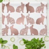 Roos Gouden Glitter Folie Bunny Paaslente Theedoek (Gevouwen)