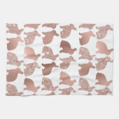 Roos Gouden Glitter Folie Bunny Paaslente Theedoek (Horizontaal)